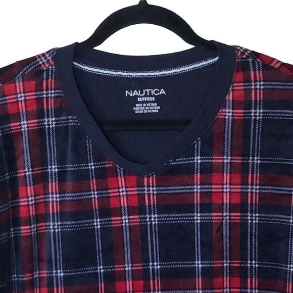 Nautica Women's Plaid Pajama Top XS Long Sleeve Sleepwear Red Navy Checkered - Picture 4 of 9